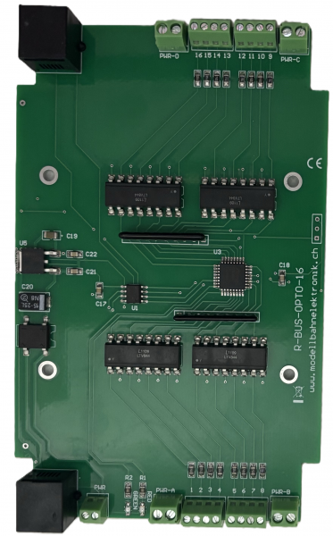 16fach Rückmelde Decoder für ROCO R-BUS-RM-08-OPTO